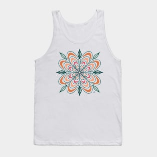 Daisy Flower Retro Mandala - White Background Tank Top